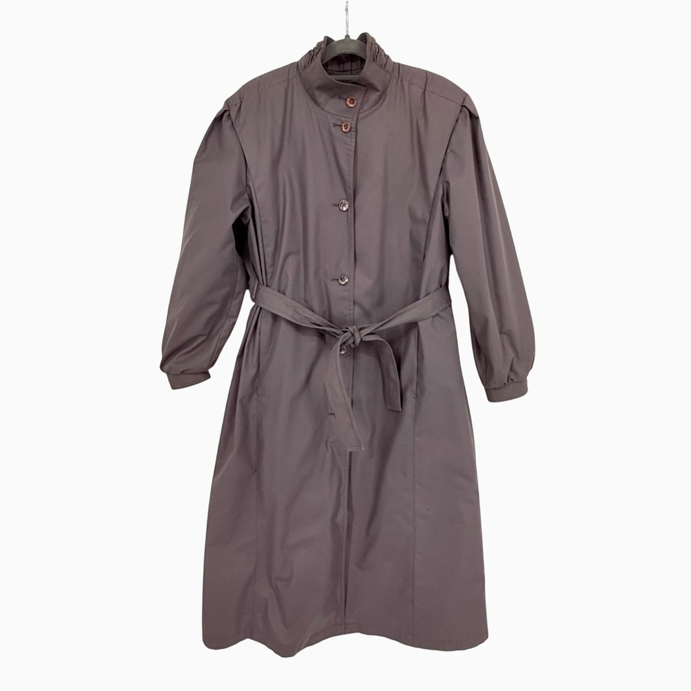Vtg London Fog Sz 10P Dark Purple 2-in-1 Zip Out Liner Trench Coat Wamsutta
